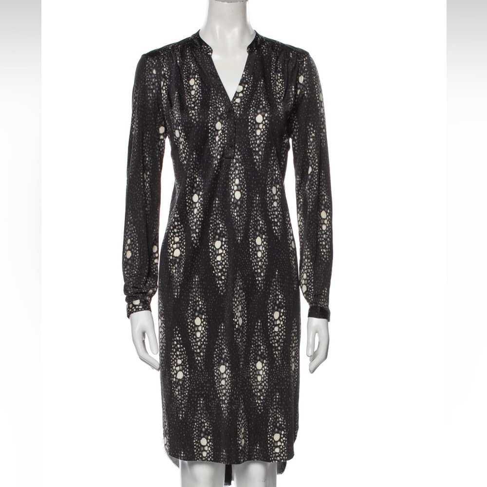 Ulla Johnson Grey V-Neck Python Print Midi Dress - image 1